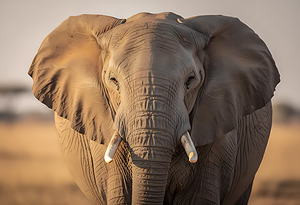 Majestic African Elephant Portrait in Warm Light