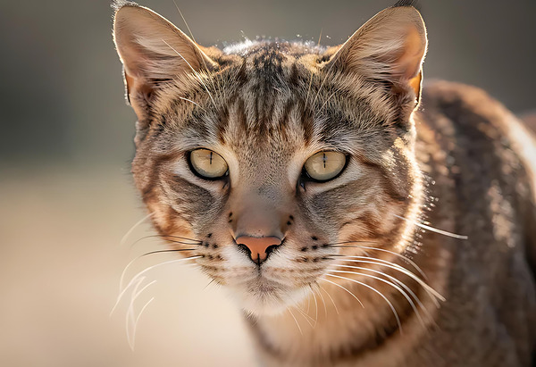 Golden Light Cat Portrait – Detailed Nature Photography by Lydia Design