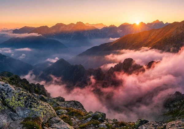 sunrise over the mountains by Lydia Design