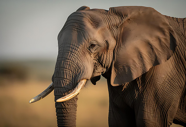 Majestic African Elephant Portrait in Warm Light by Lydia Design