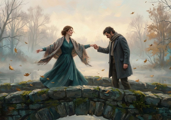 Romantic Autumn Bridge Scene by Lydia Design