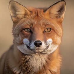 Red Fox Close-Up Portrait with Unique White Face Markings