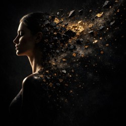 Womans Profile with Shattering Effect