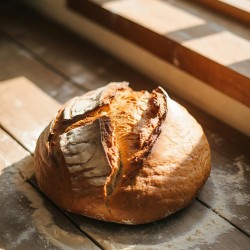 Preparing the bread on the oven