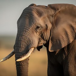 Majestic African Elephant Portrait in Warm Light