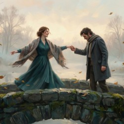 Romantic Autumn Bridge Scene