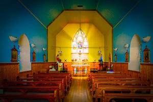TORY ISLAND DONEGAL IRELAND. CIRCA 2025. St. Colmcilles Church interior.