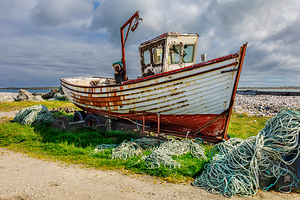 OLD FISHING BOAT MAGHEROARATY DONEGAL IRELAND. cIRCA 2025.  A