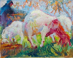 Cheeps and farmer.