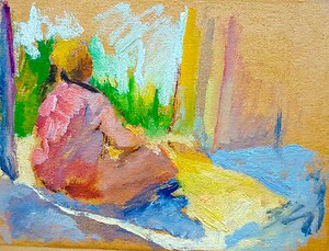 Farmer sitting in peace.