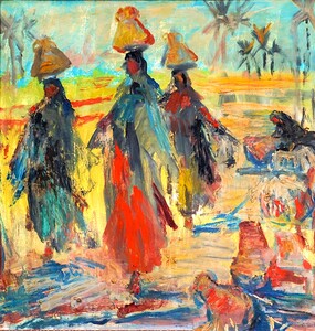 Farmers holding water containers.