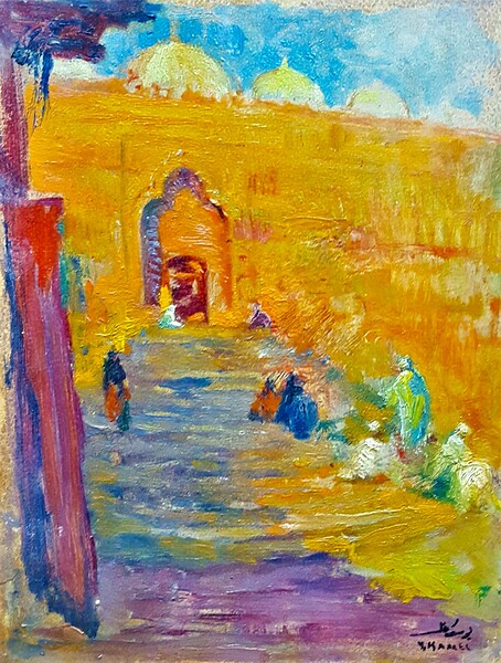 Mosque stairs. Print
