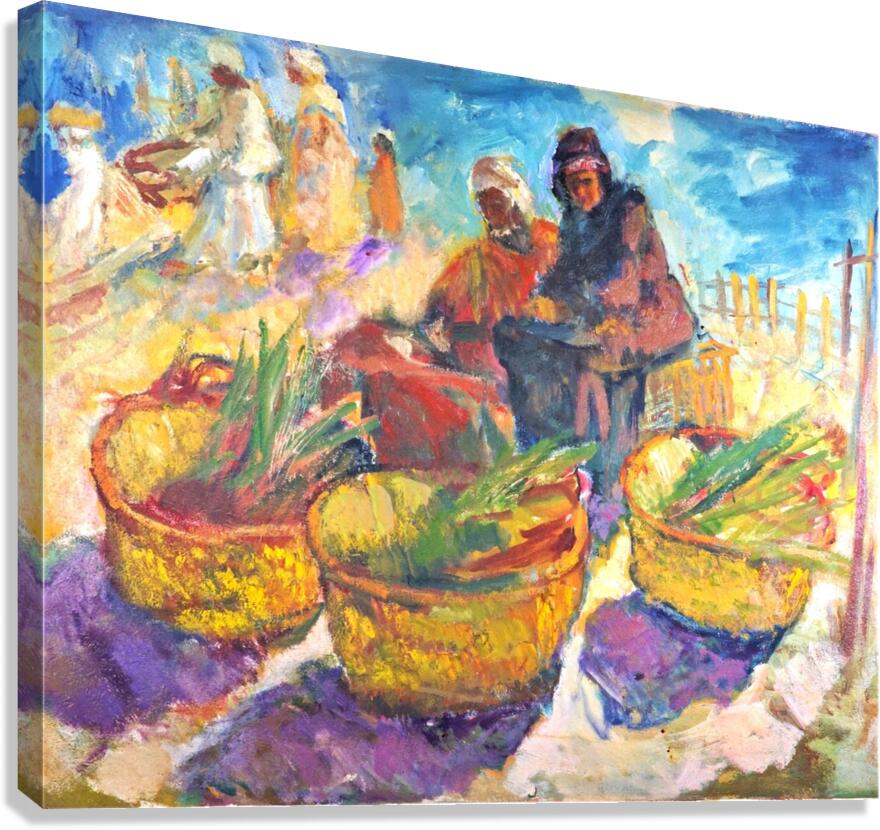 Sellers in village market Canvas Print