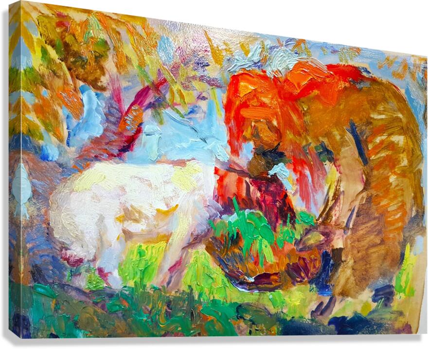 Sheep and child.. Canvas Print