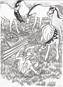boy horses wagon pen sketch 2408227
