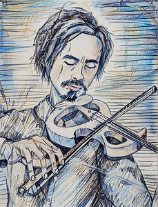 ArtXcl 336 violinist pencil sketch