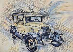 ArtXcl 344 car antique sketch