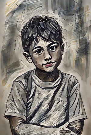 ArtXcl 308 boy-sketch-charcoal-colorized