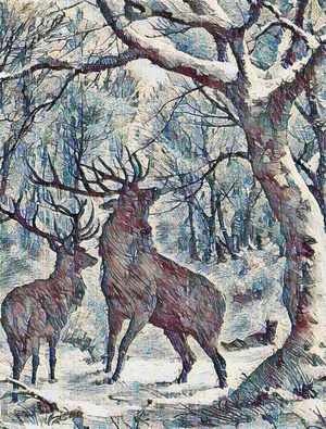 ArtXcl 335 winter-deers-pencil sketch