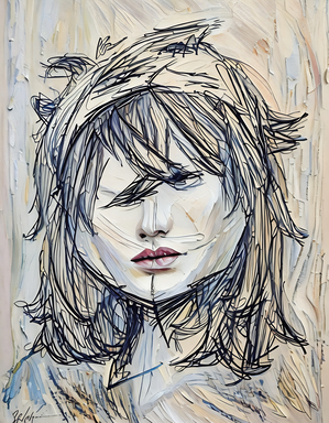 ArtXcl 396 Face-hair-pencil-scribble-abstract