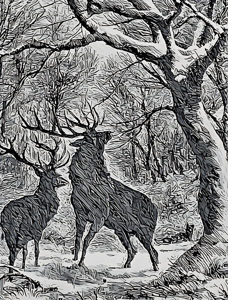 winter deers cart