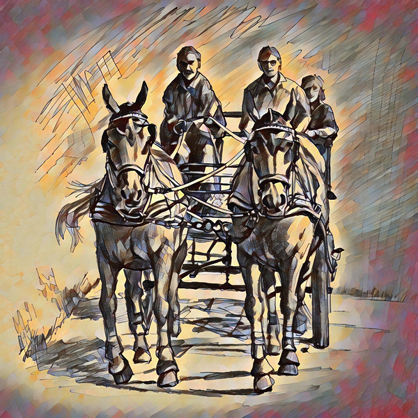 ArtXcl 310 horses carriage drawing Print