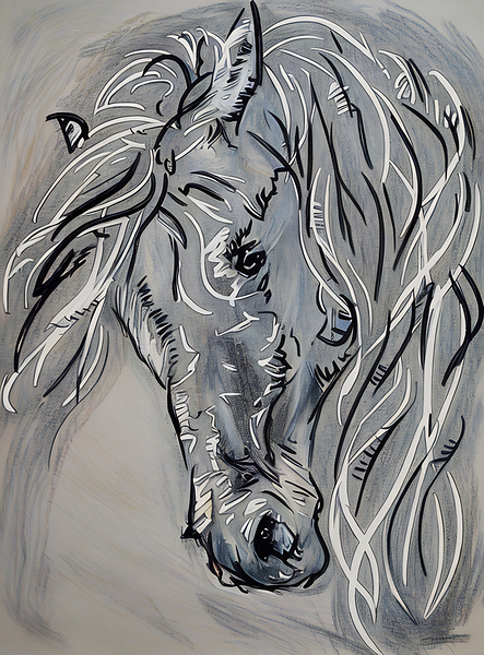 ArtXcl 341 horse pencil sketch Print