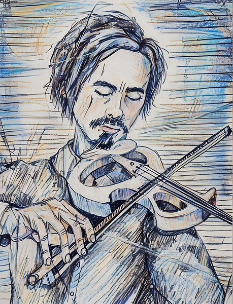 ArtXcl 336 violinist pencil sketch Print