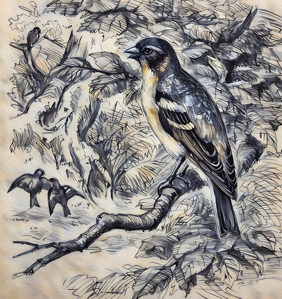 ArtXcl 331 Birds forest tree branch Print