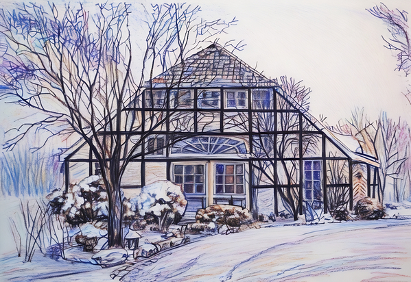 ArtXcl 375 house winter drawing Print