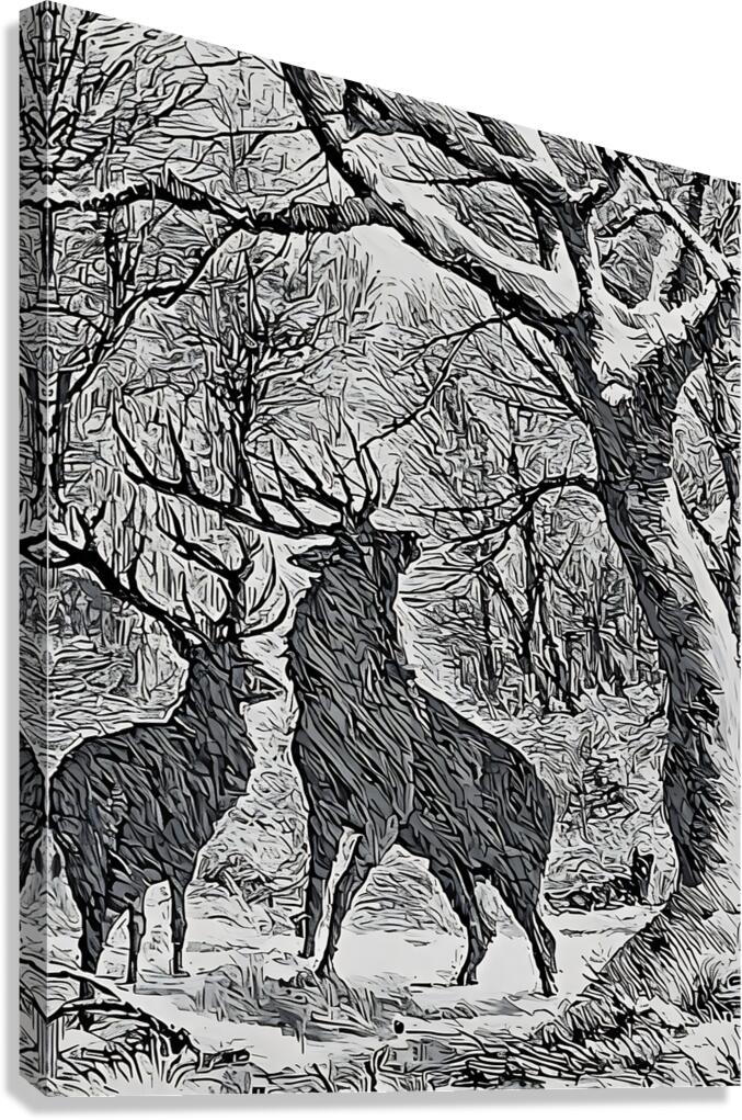 winter deers cart  Canvas Print