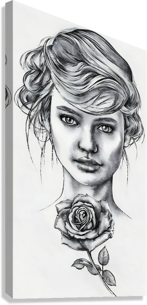 woman with rose  Canvas Print