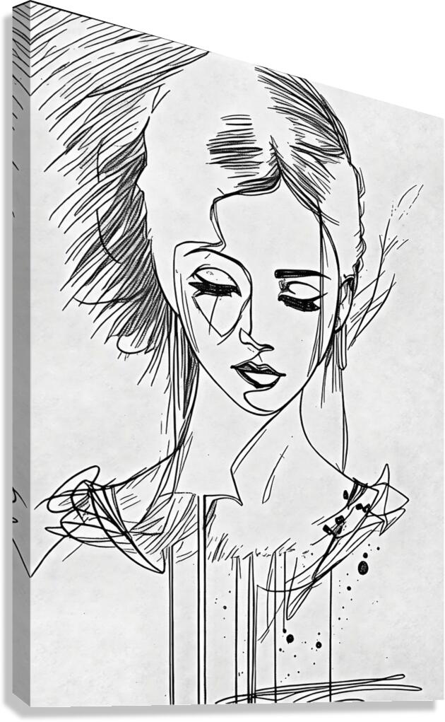 woman sketch drawing  Canvas Print