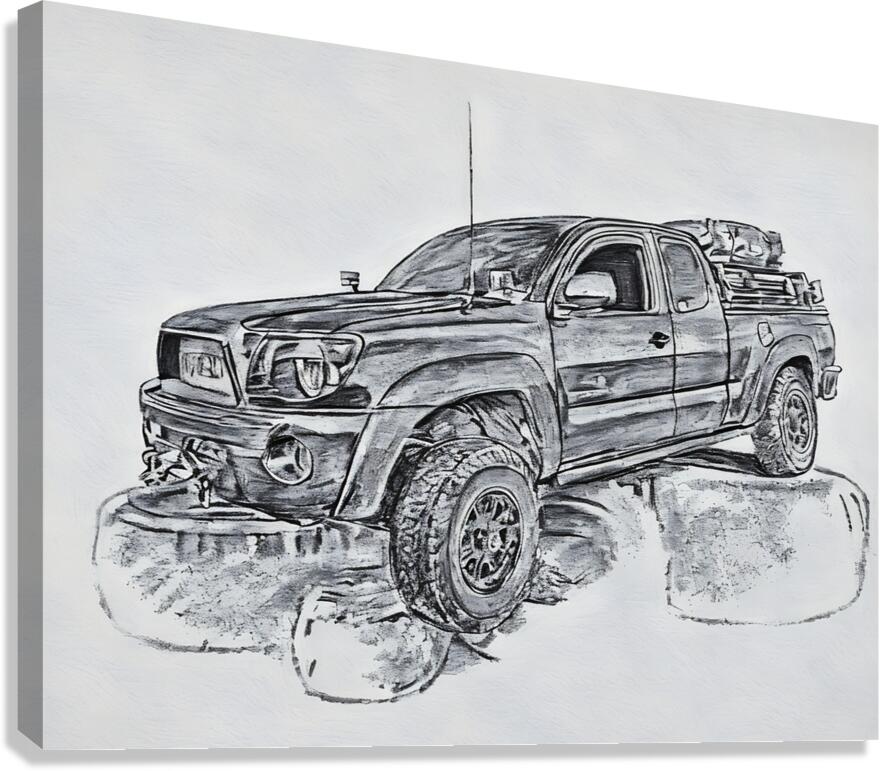 pickup truck drawing  Canvas Print