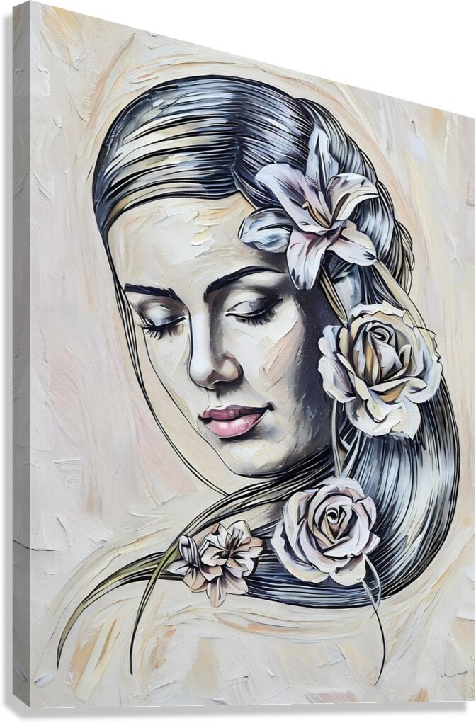 ArtXcl 319 woman face flowers Canvas Print