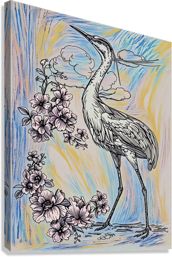 ArtXcl 329 crane flowers Canvas Print