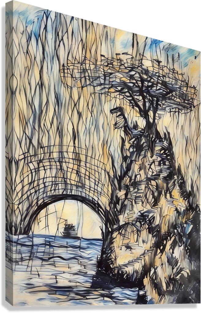 ArtXcl 327 Rock with tree boat Canvas Print