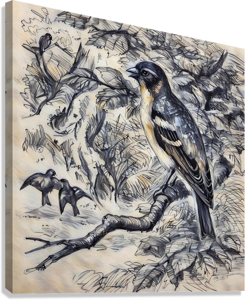 ArtXcl 331 Birds forest tree branch Canvas Print