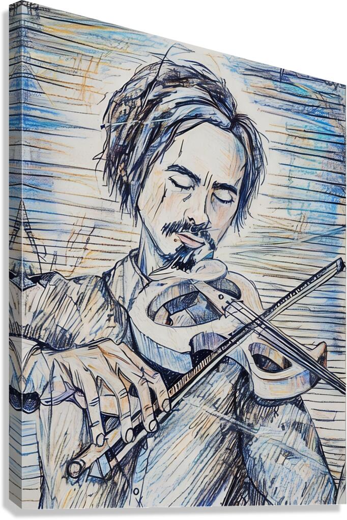 ArtXcl 336 violinist pencil sketch Canvas Print