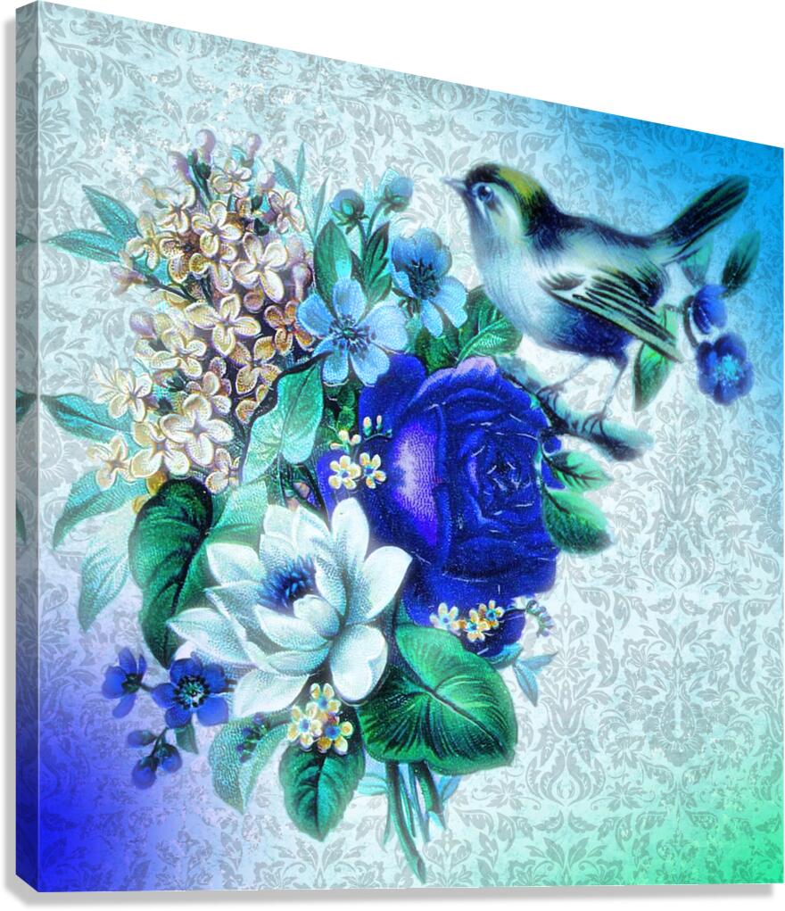 flower bird cyano Canvas Print