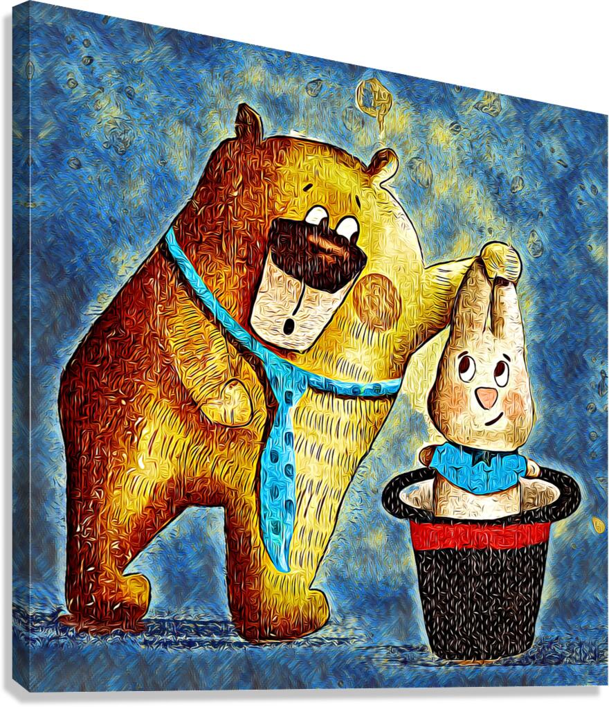 rabbit bear dig impressionist Canvas Print