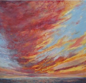 WALKING UNDER SUNSET SKY original skyscape painting