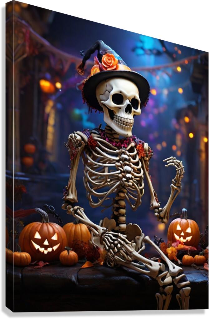 Default A jubilantly festive skeleton adorned in  1716758991.4803 Canvas Print