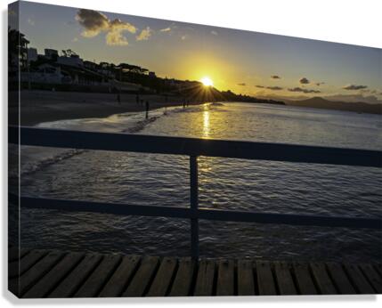Sunset at pier Canvas Print
