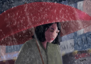 Reflexion sous la pluie