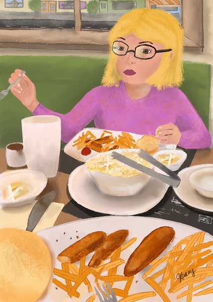 Au restaurant entre amis Print