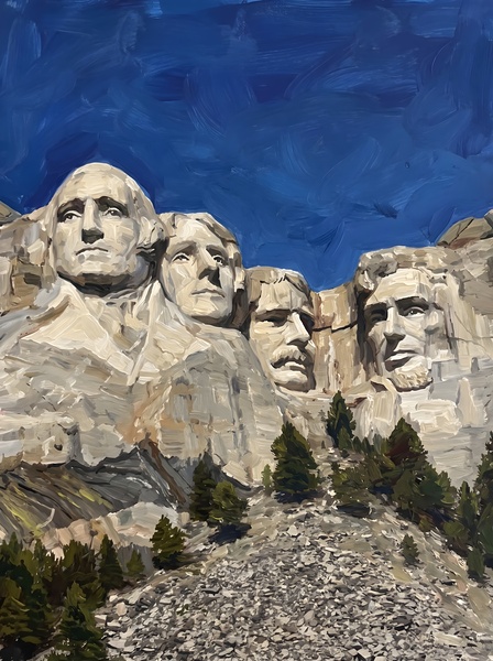 Mount Rushmore Oil Painting by Hugox