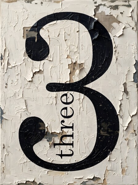 Distressed Number Three Paint Art by Hugox