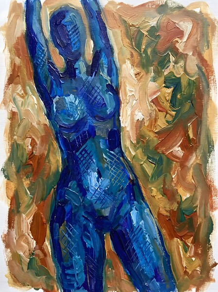 Blue Figure Impasto Abstract by Hugox