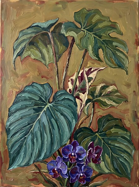 Tropical Plants Oil Painting Indo by Hugox